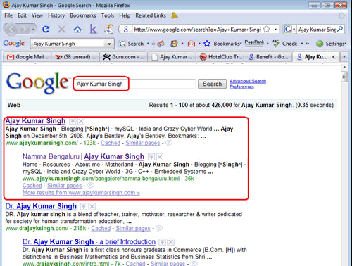 Ajay Kumar Singh - Google No. 1