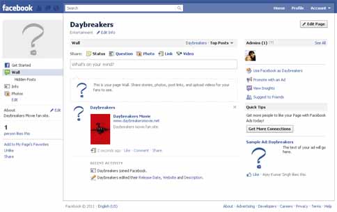 Daybreakers.net facebook page wall