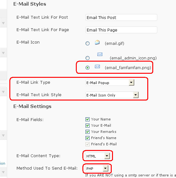WordPress WP-Email Settings WordPress WP-Email Settings