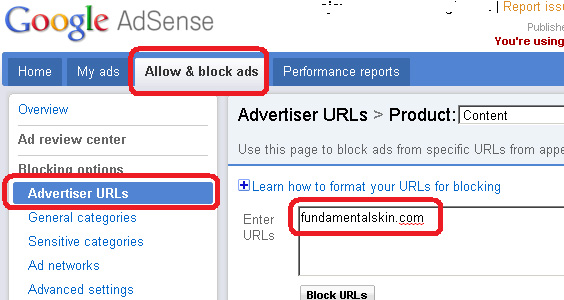 Google AdSense - Block Advertiser