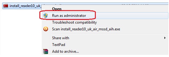 Run Adobe Reader Installer as Administrator Run Adobe Reader Installer as Administrator