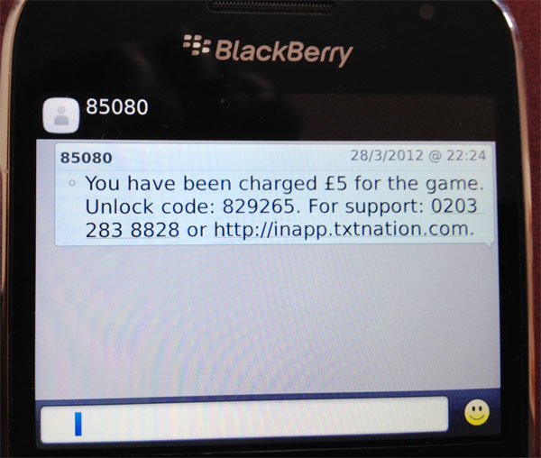 £5 for receiving unlock code for Pokcet God BlackBerry game