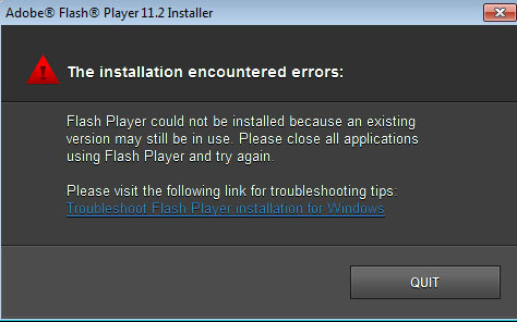 Adobe Flash Player installation error