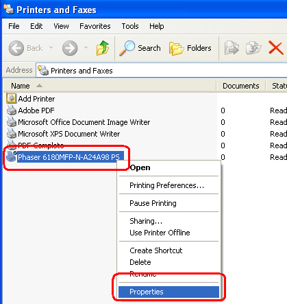 Printer's Properties Printer's Properties