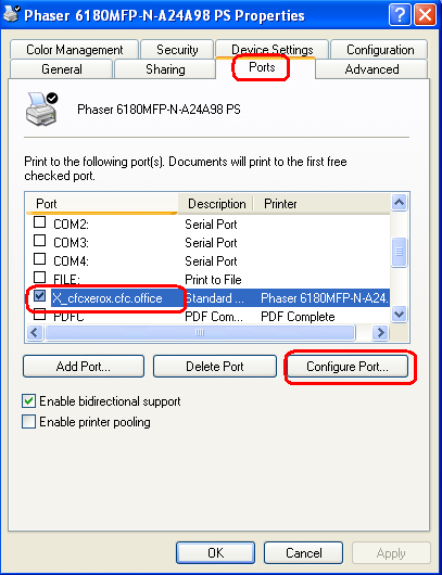 Printer name/IP address Printer name/IP address