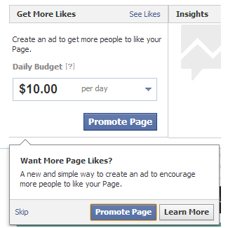 Facebook "Want More Page Like"