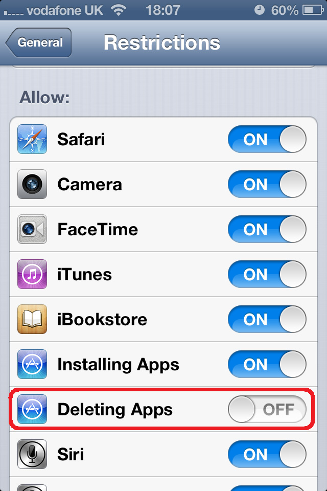 Turn Off Deleting Apps