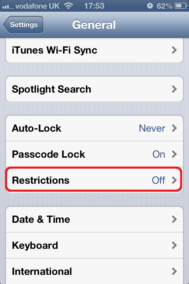 iPhone Settings General Restrictions iPhone Settings General Restrictions