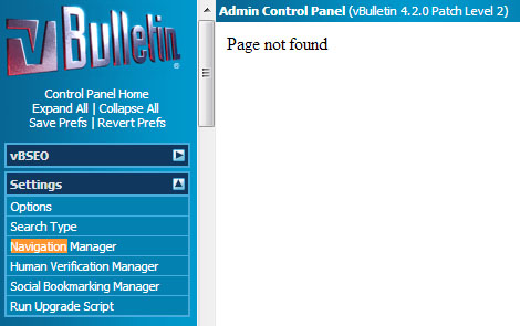 vBulletin - Navigation Manager - Page Not Found